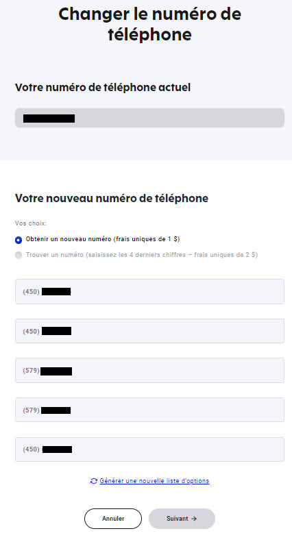 changer numéro