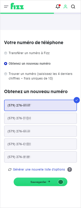capture d’écran : choisissez le numéro souhaité