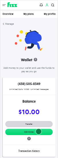 Screenshot: Wallet screen