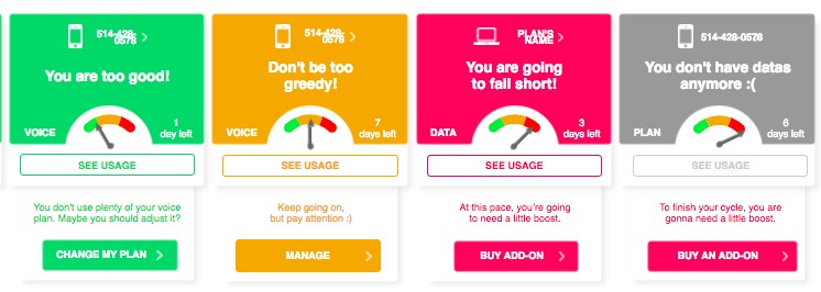 Screenshot: Usage meters