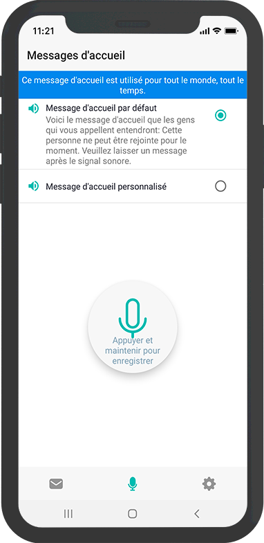 Message d'acceuil
