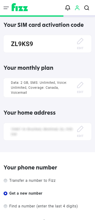 Screenshot: Choose the option “get a new number” and continue