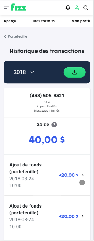 capture d’écran : cliquez sur l'une des transactions affichées