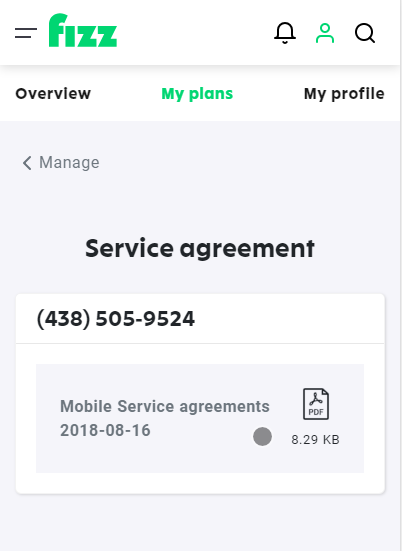 Screenshot: Services agreement